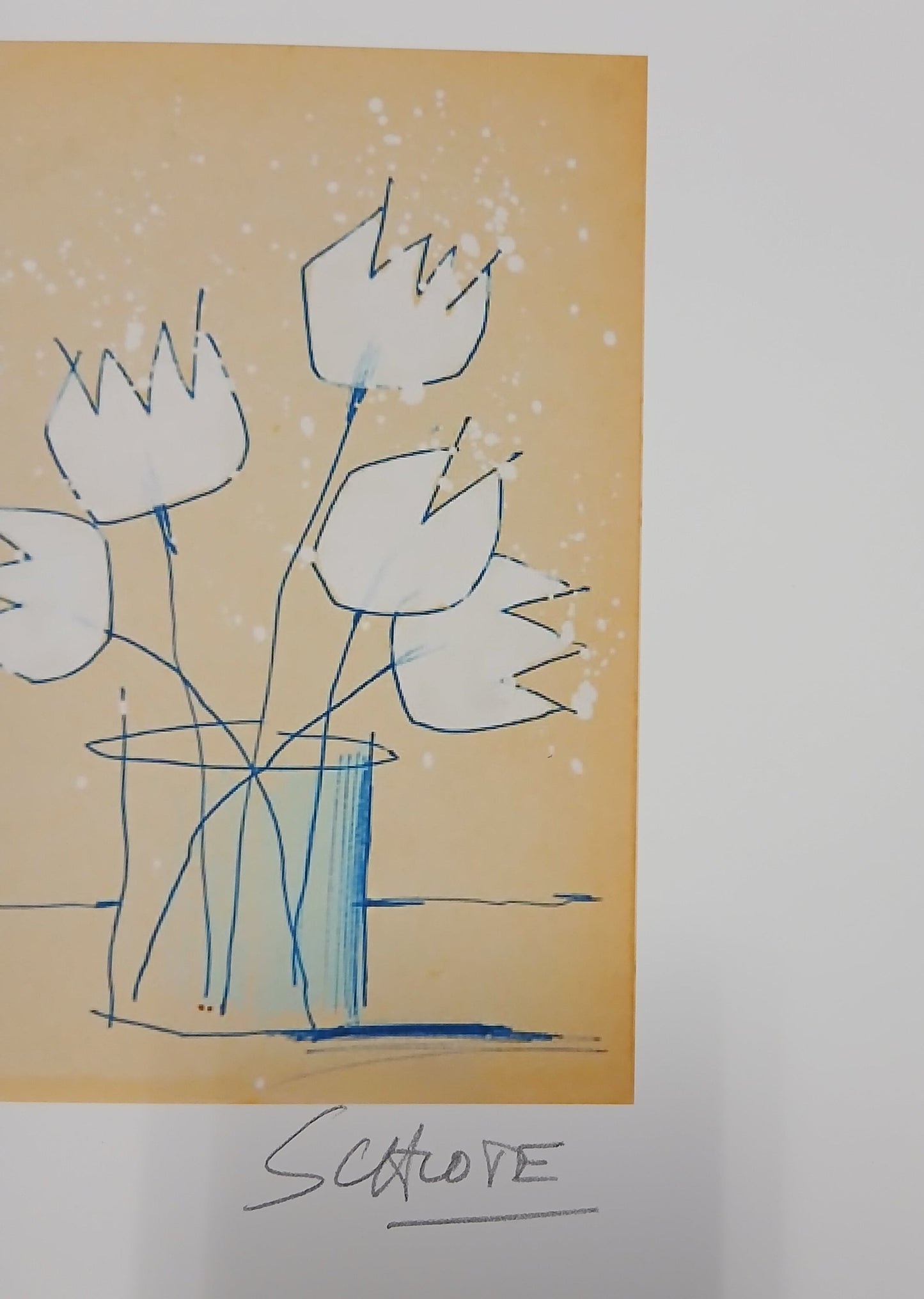 Schlote, Wilhelm - Tulipes blanches - signé à la main - Giclée