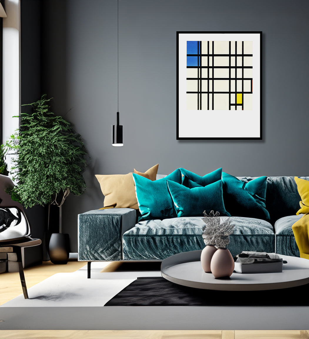 Mondrian, Piet - Rythme des lignes noires - Tirage d'art