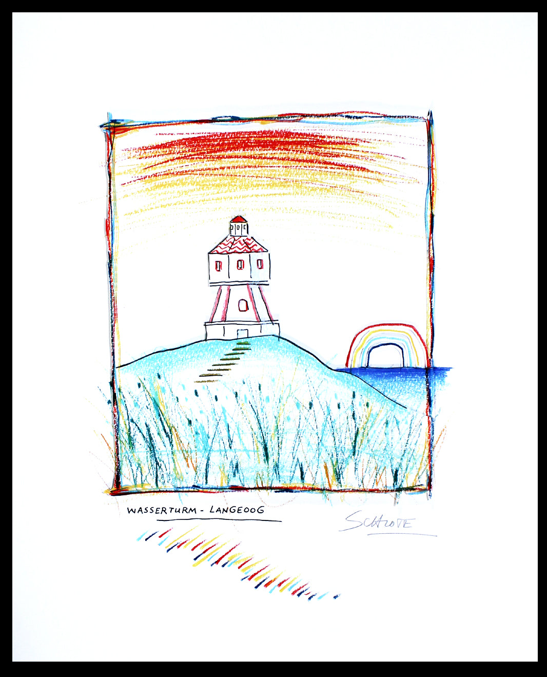 Schlote, Wilhelm - Wasserturm Langeoog - Giclee  - handsigniert