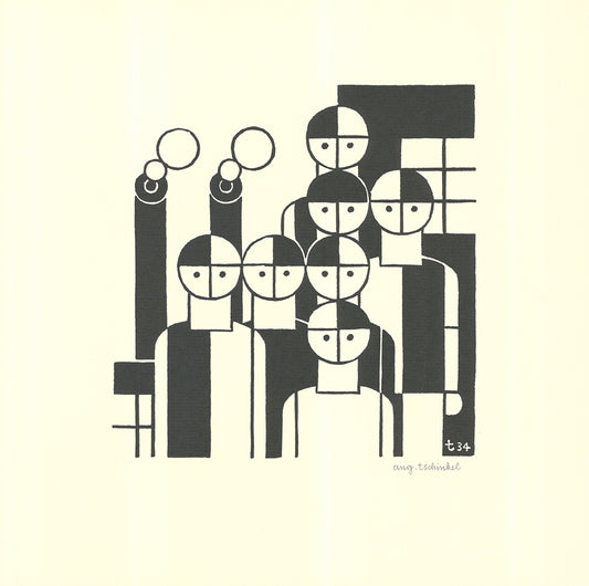 Tschinkel, Augustin - figuren - linosnede - handgesigneerd