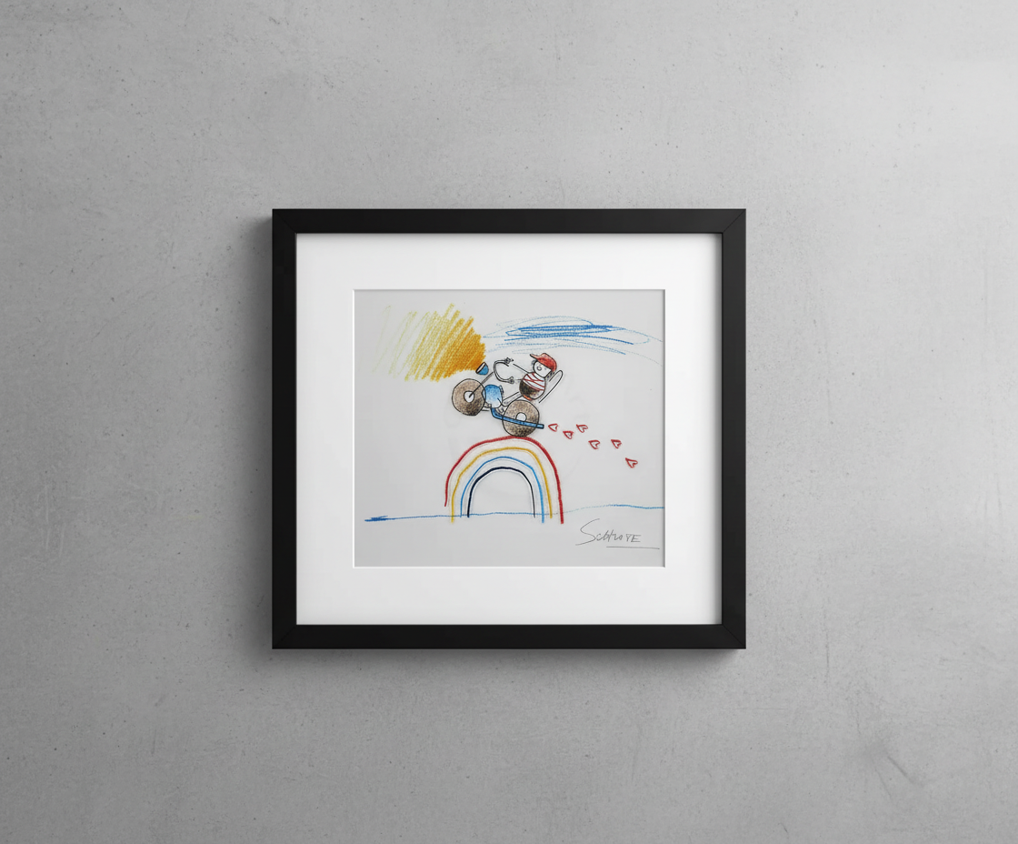 Schlote, Wilhelm - The Love-Bike - Construction 3D - signé à la main