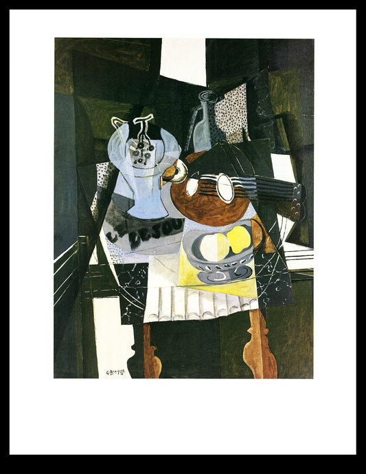 Braque, Georges - Natuur Morte Au Compotier, Bouteille Et Mandoline - Kunstprint