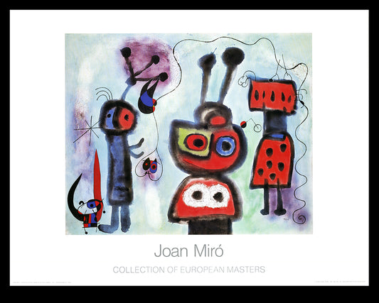 Miró, Joan - L´ Oiseau au aanzien kalme les ailes en flammes - kunstdruk