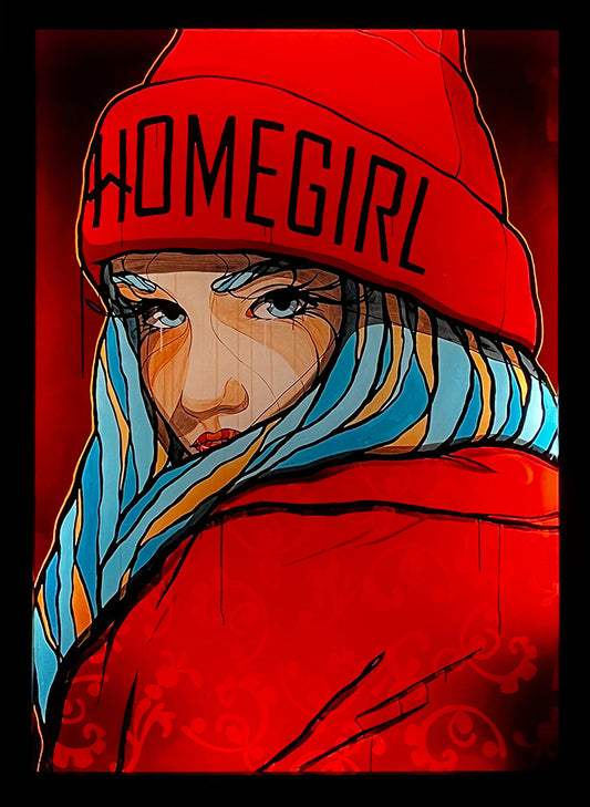 El Bocho - Homegirl - Lightbox - ingelijst in houten lijst - handgesigneerd