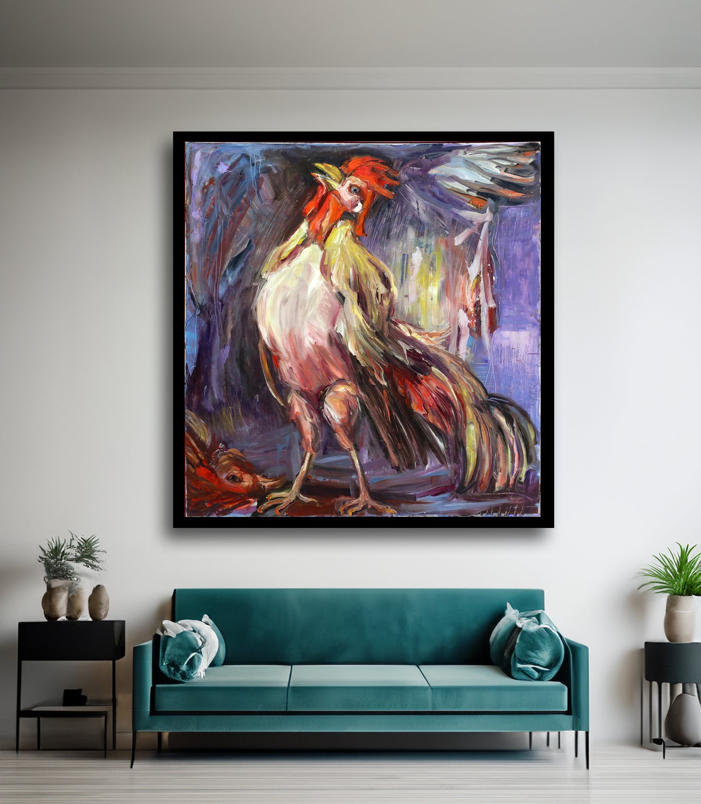 Prinzessin von Preußen, Sibylle - Kretschmer - Stolzer Hahn, Öl auf Leinwand