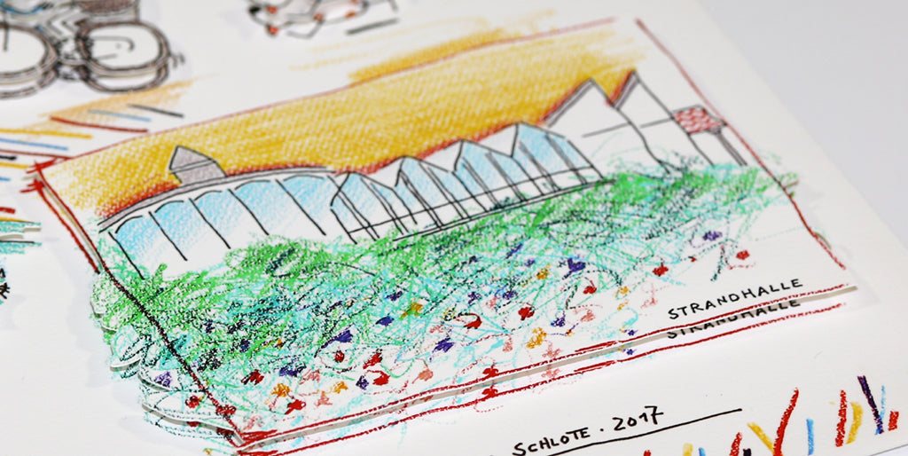 Schlote, Wilhelm - Langeoog - Strandhalle - 3D-Konstruktion - handsigniert