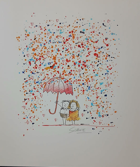 Schlote, Wilhelm - Liebe im Regen - Giclée - handsigniert