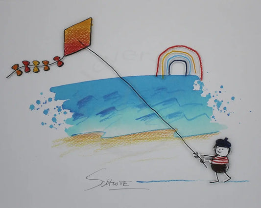 Schlote, Wilhelm - Flieg Drachen! - Giclee - handsigniert