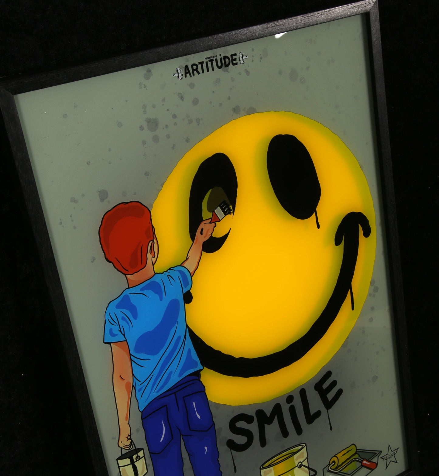 RFART - Smile - Lightbox - hand signed - 3D construction in wooden frame