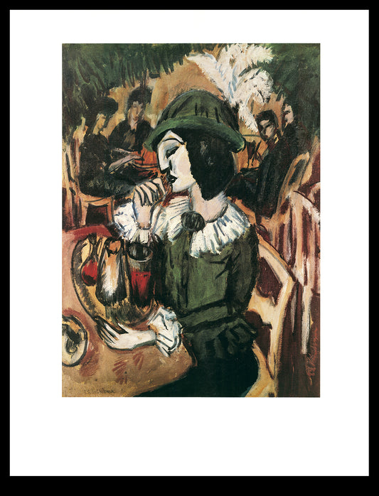 Kirchner, Ernst Ludwig - Groene Dame in het Tuincafé - kunstafdruk