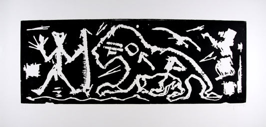 Penck, AR - Ik in Engeland, 1985/86 - houtsnede - handgesigneerd