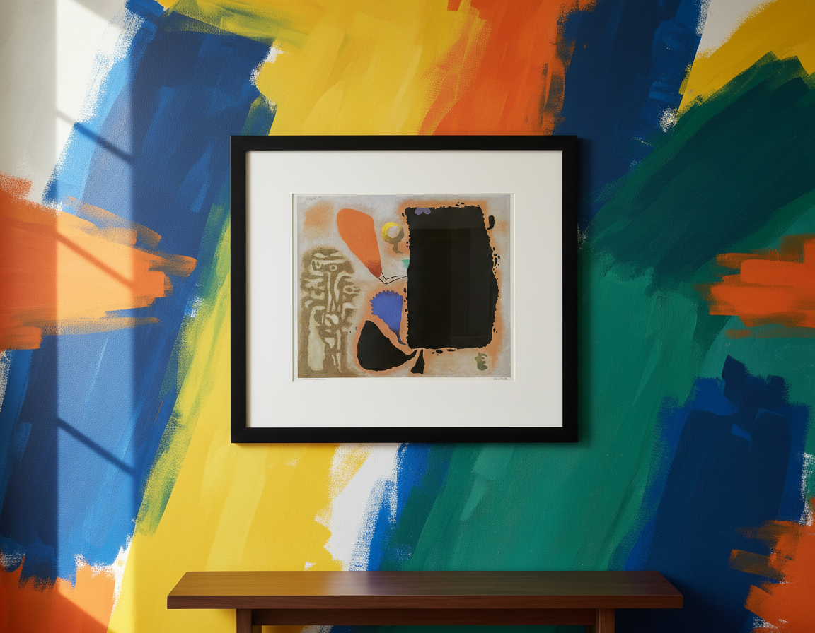 Baumeister, Willi – Roche noire sur fond rougeâtre – Tirage d'art