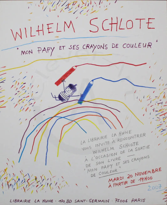 Schlote, Wilhelm - Mon papy et ses crayons de couleur - handsigniert - Plakat Clever Art