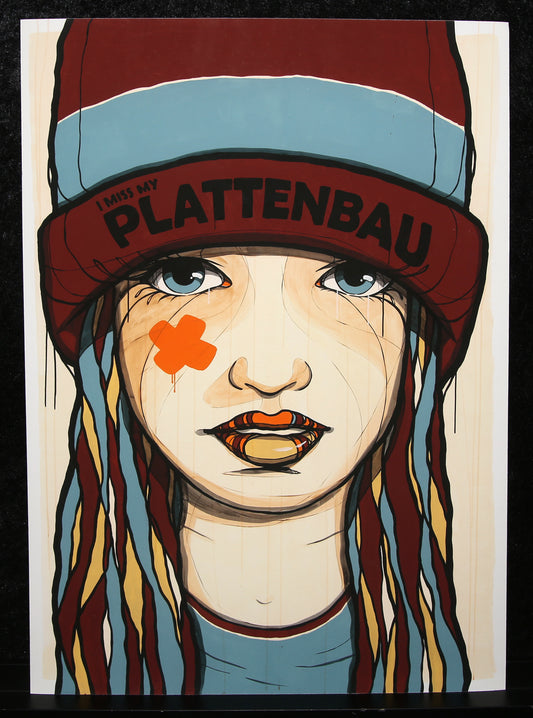 El Bocho - I miss my Plattenbau (braun-blau) - 2020 - Giclee - handsigniert