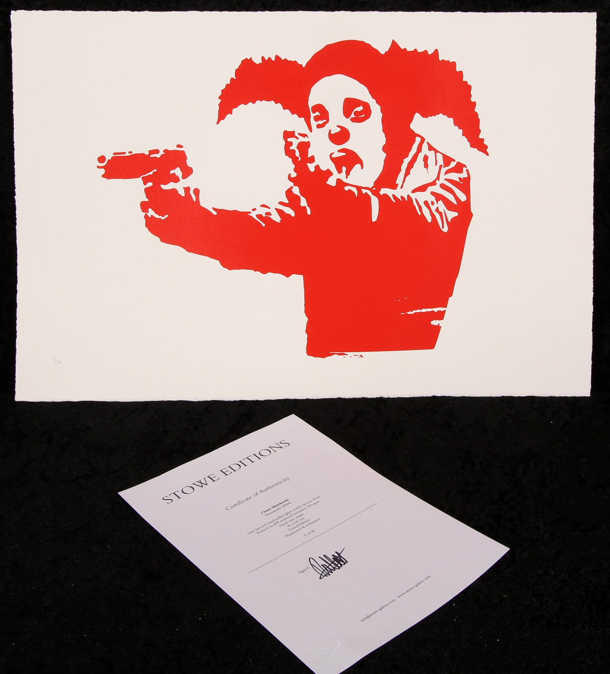 Banksy - Clown Skateboards / Document - Siebdruck, zertifiziert und limitiert Clever-Art