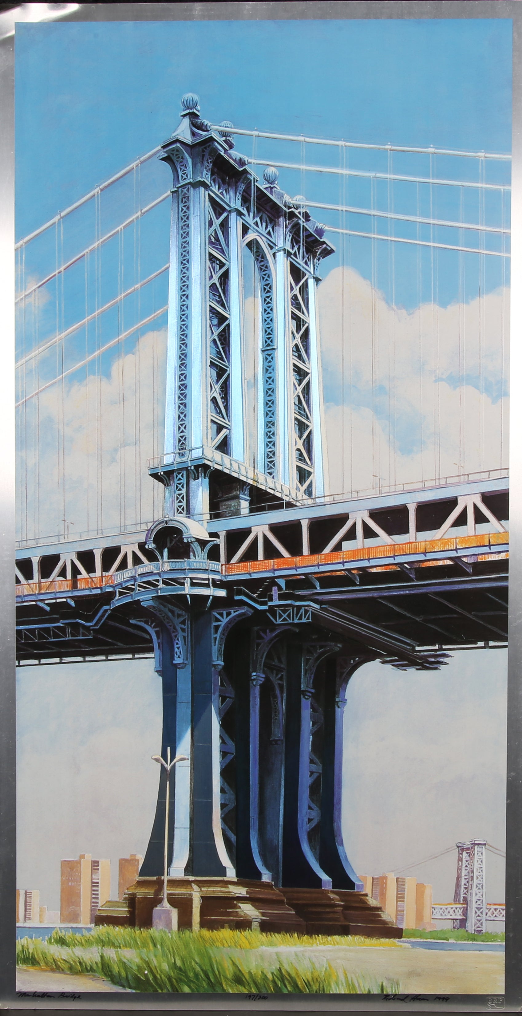 Haas, Richard - Manhattan Bridge - Mischtechnik auf Aluminium  - handsigniert Clever Art