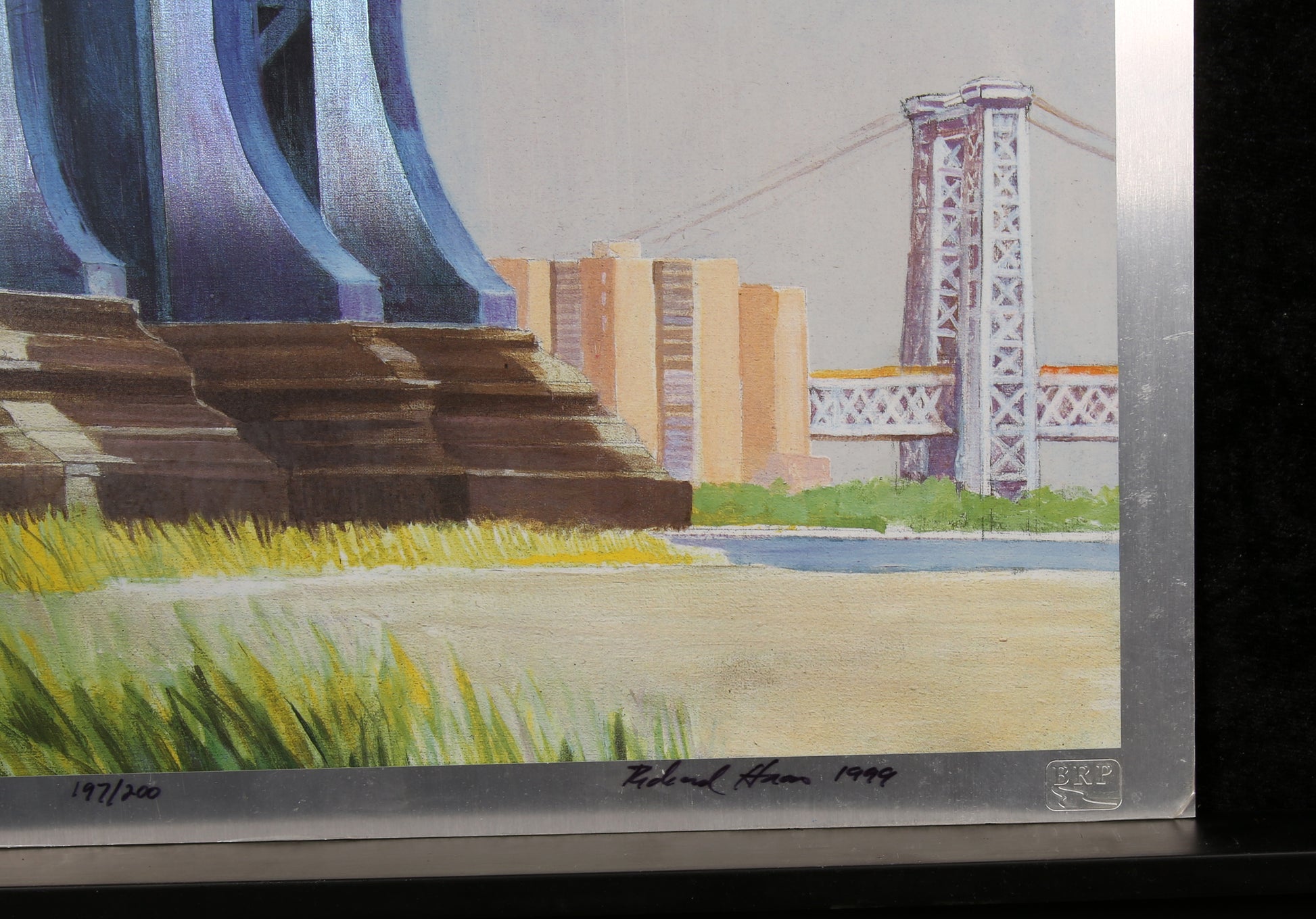 Haas, Richard - Manhattan Bridge - Mischtechnik auf Aluminium  - handsigniert Clever Art