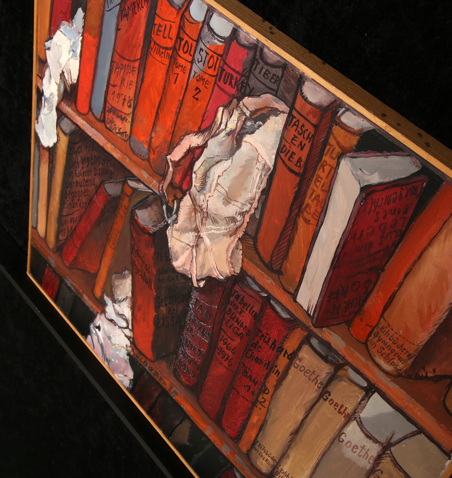 Schaper, Karl - boeken en wasgoed - acryl/canvas - handgesigneerd uniek stuk
