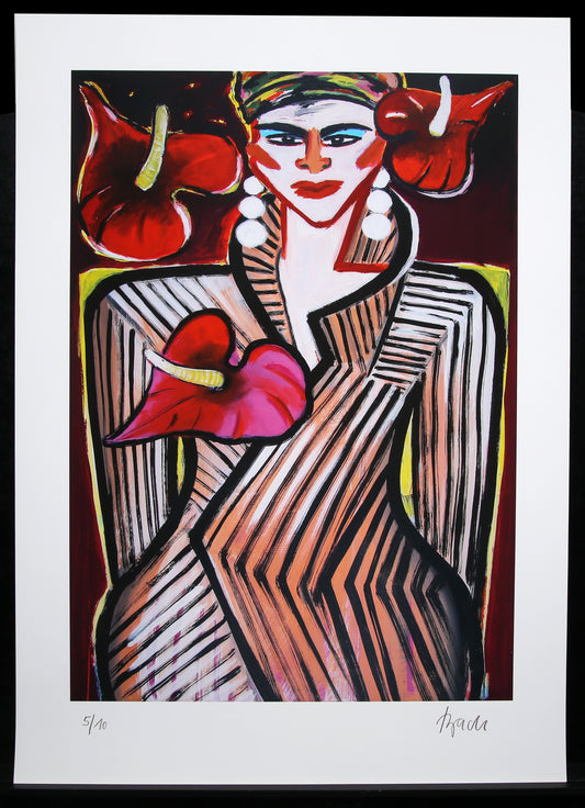 Bach, Elvira - Anthuriums - 3D constructie - handgesigneerd 