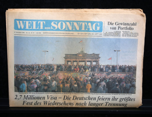 WELT am SONNTAG - Origineel van 12 november 1989 - Val van de Berlijnse Muur