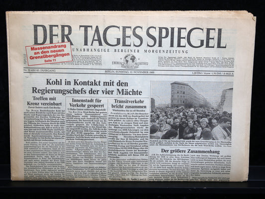 Der Tagesspiegel - Origineel van 12 november 1989 - Val van de Berlijnse Muur