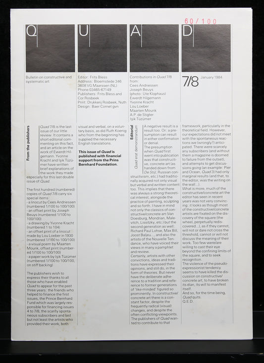 Yvonne Kracht, QUAD-7/8 - 1984 - gelimiteerde editie nr. 60/100 - gesigneerd