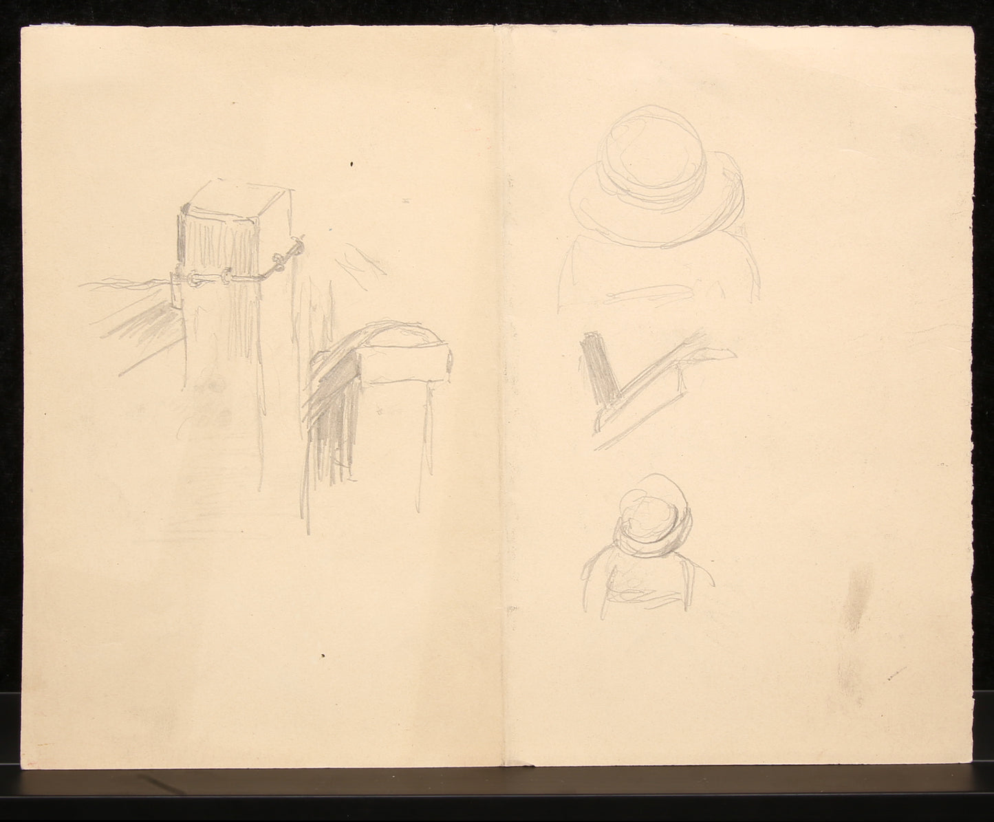 Corinth, Lovis - 2 Skizzenzeichnungen - Bleistiftzeichnung - Atelier-Stempel