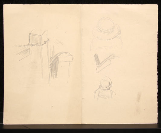 Corinth, Lovis - 2 schetstekeningen - potloodtekening - studiostempel