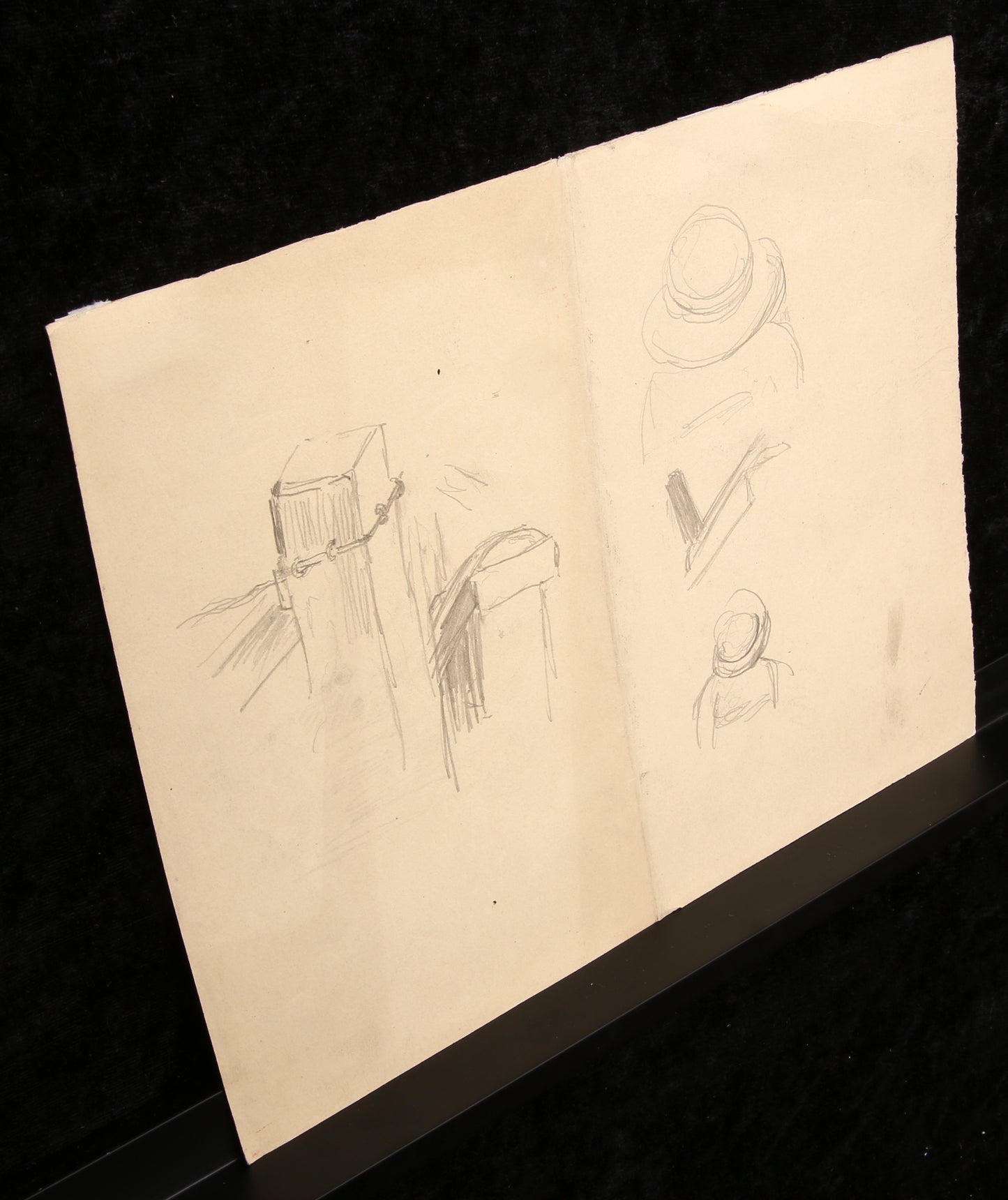 Corinth, Lovis - 2 Skizzenzeichnungen - Bleistiftzeichnung - Atelier-Stempel