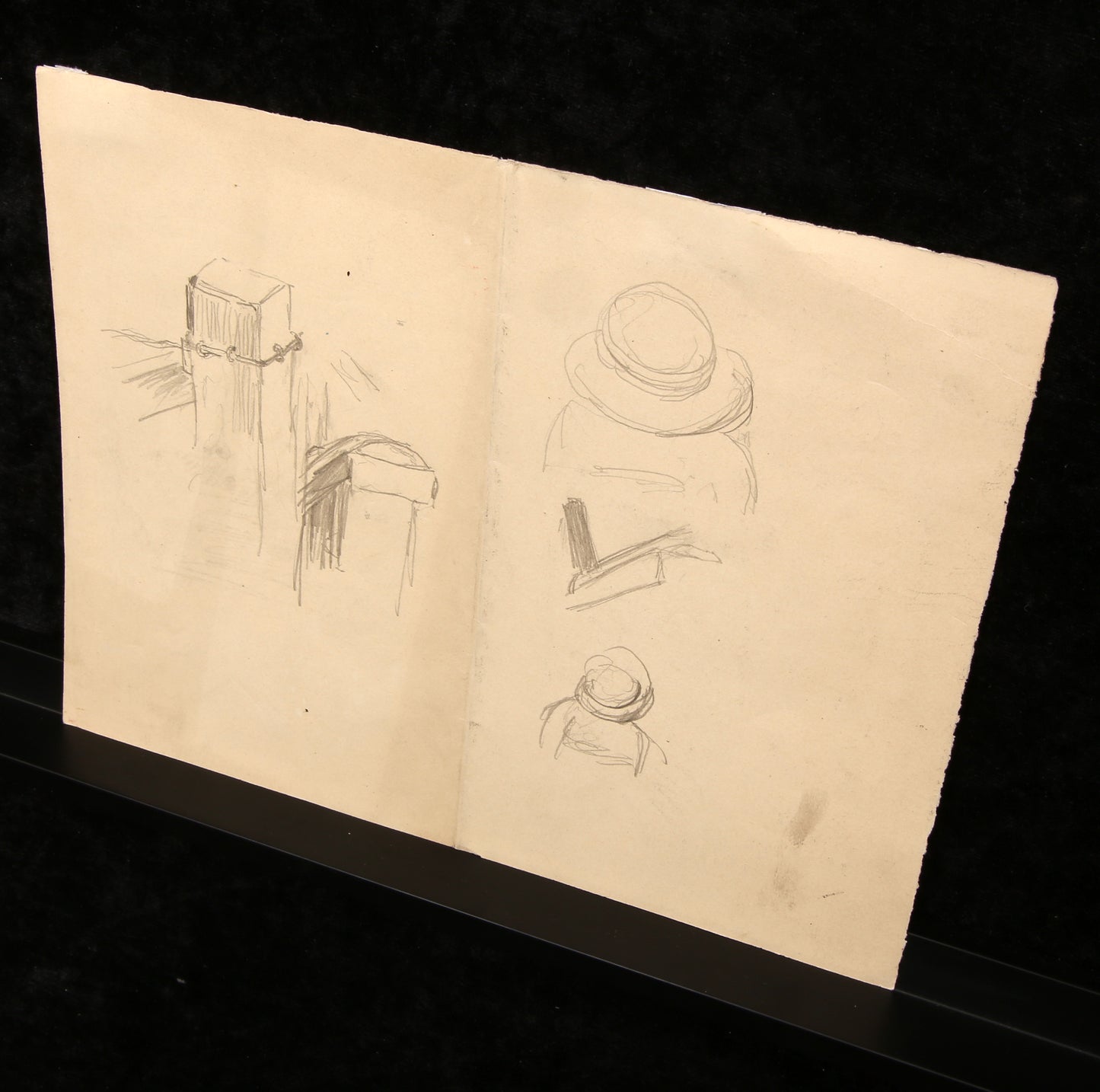 Corinth, Lovis - 2 Skizzenzeichnungen - Bleistiftzeichnung - Atelier-Stempel