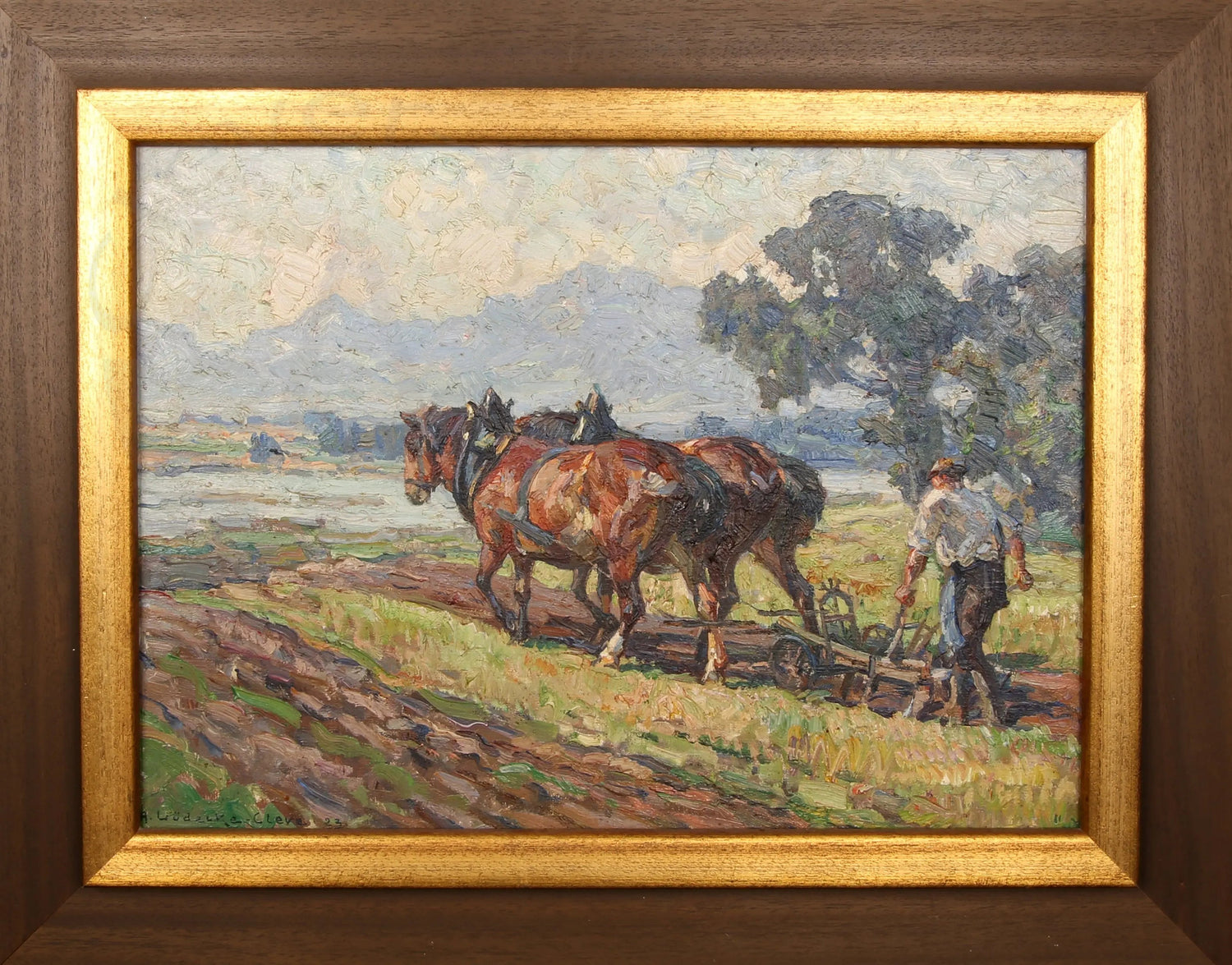 Lüdecke-Cleve, August - Hinter dem Pflug, 1923 - handsigniertes Unikat Clever Art