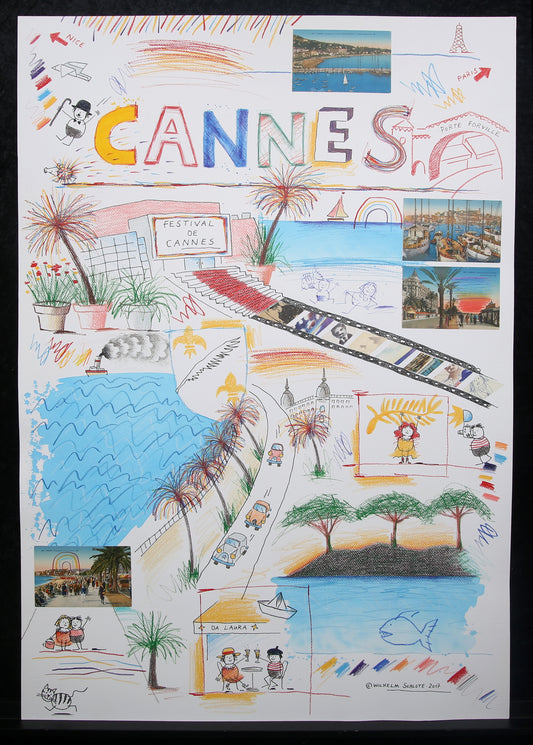Schlote, Wilhelm - Cannes - Original-Entwurfszeichnung - signiertes UNIKAT