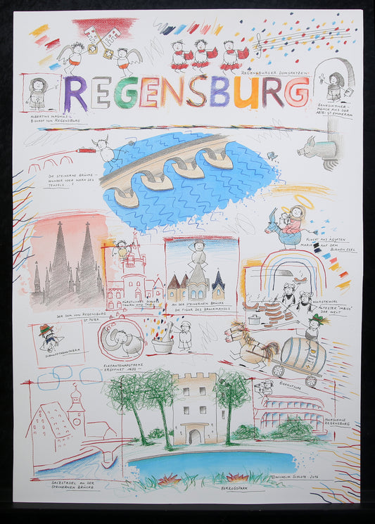 Schlote, Wilhelm - Regensburg - Original-Entwurfszeichnung - signiertes UNIKAT