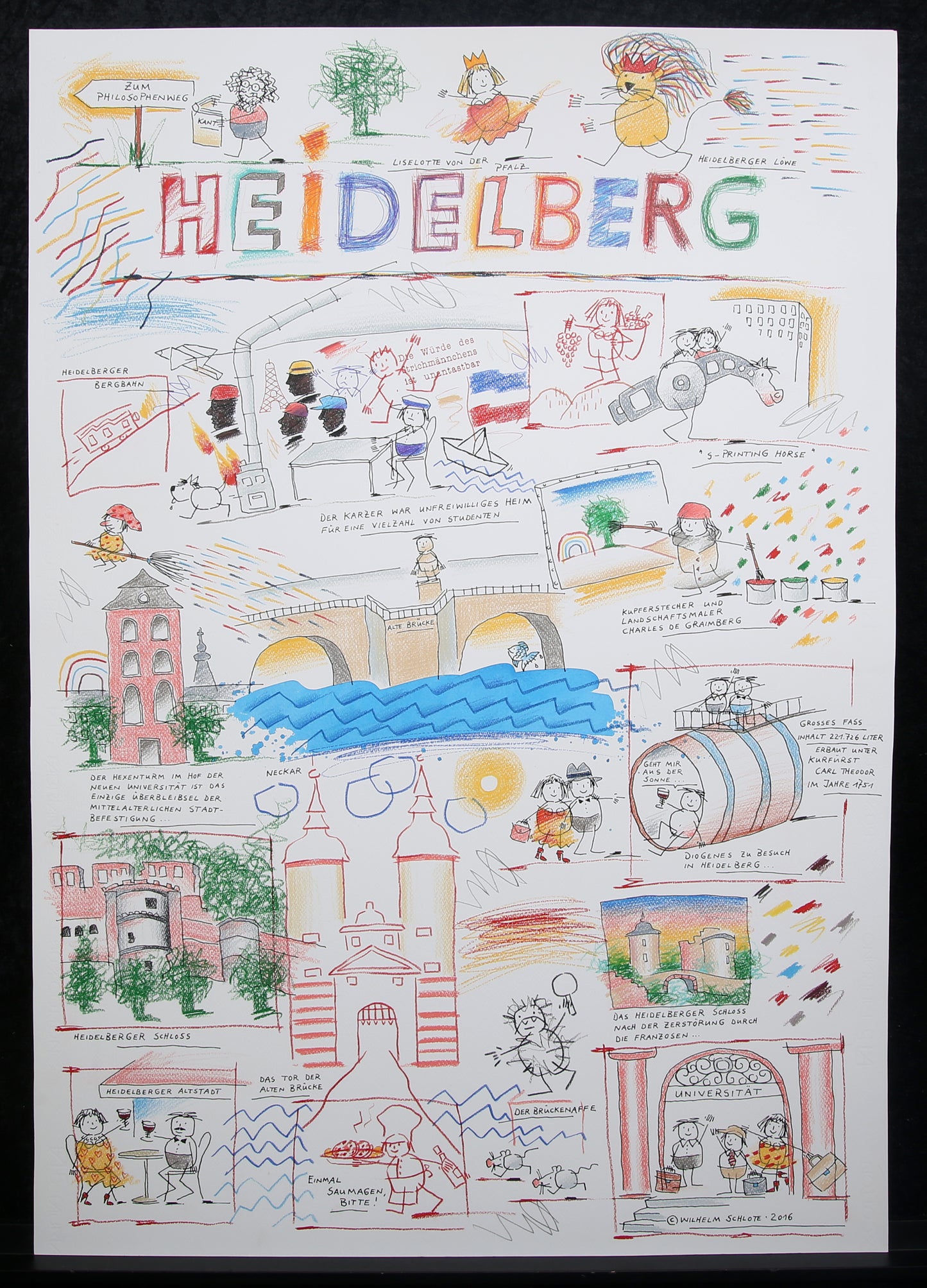 Schlote, Wilhelm - Heidelberg - Dessin original - signé UNIQUE