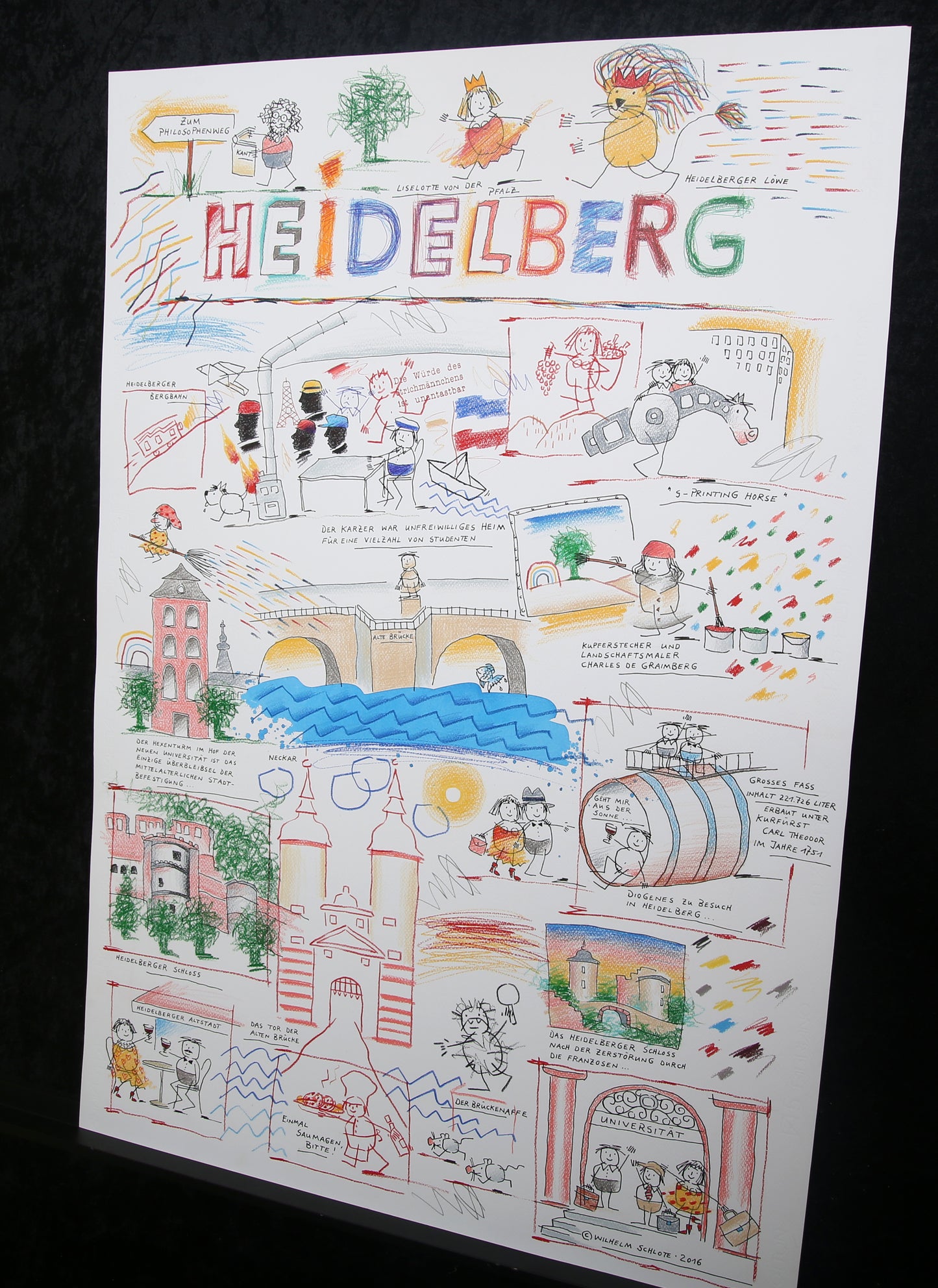 Schlote, Wilhelm - Heidelberg - Dessin original - signé UNIQUE