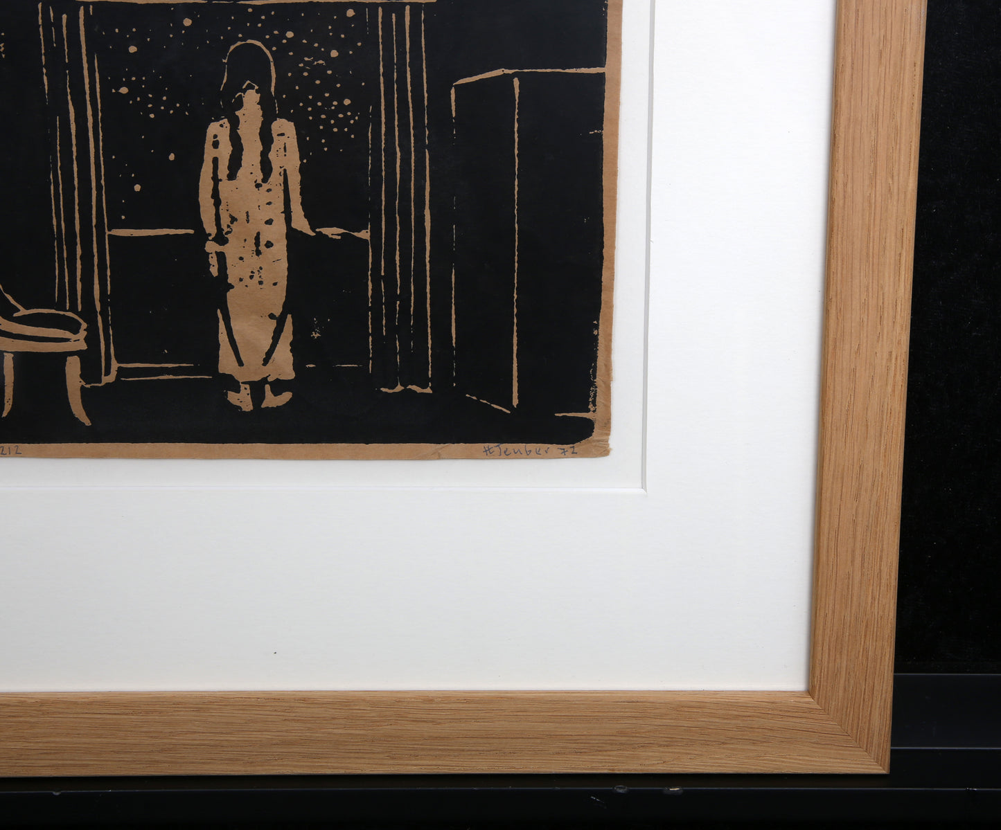 Teuber, Hermann - Femme à la fenêtre - Linogravure - encadrée - signée à la main