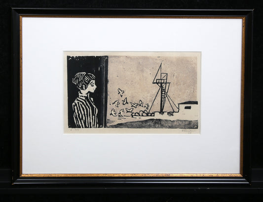 Teuber, Hermann - Am Kanal - Lithografie - gerahmt - handsigniert