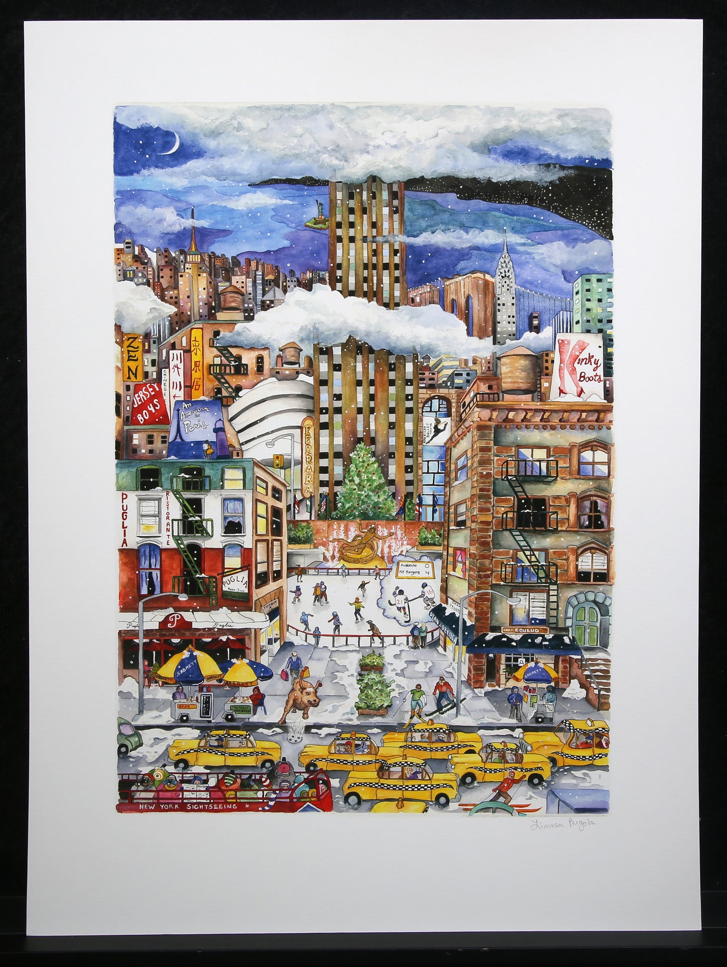 Pergola, Linnea - Légère chute de neige à New York - signé à la main - Giclée