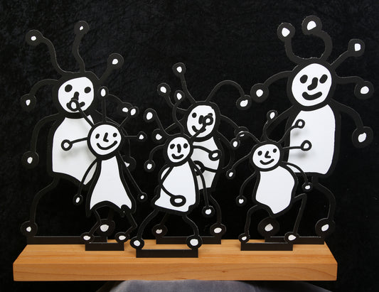 Kostabi, Paul - Famille SPRKL - Sculpture Pop Art / Aluminium - Signée à la main