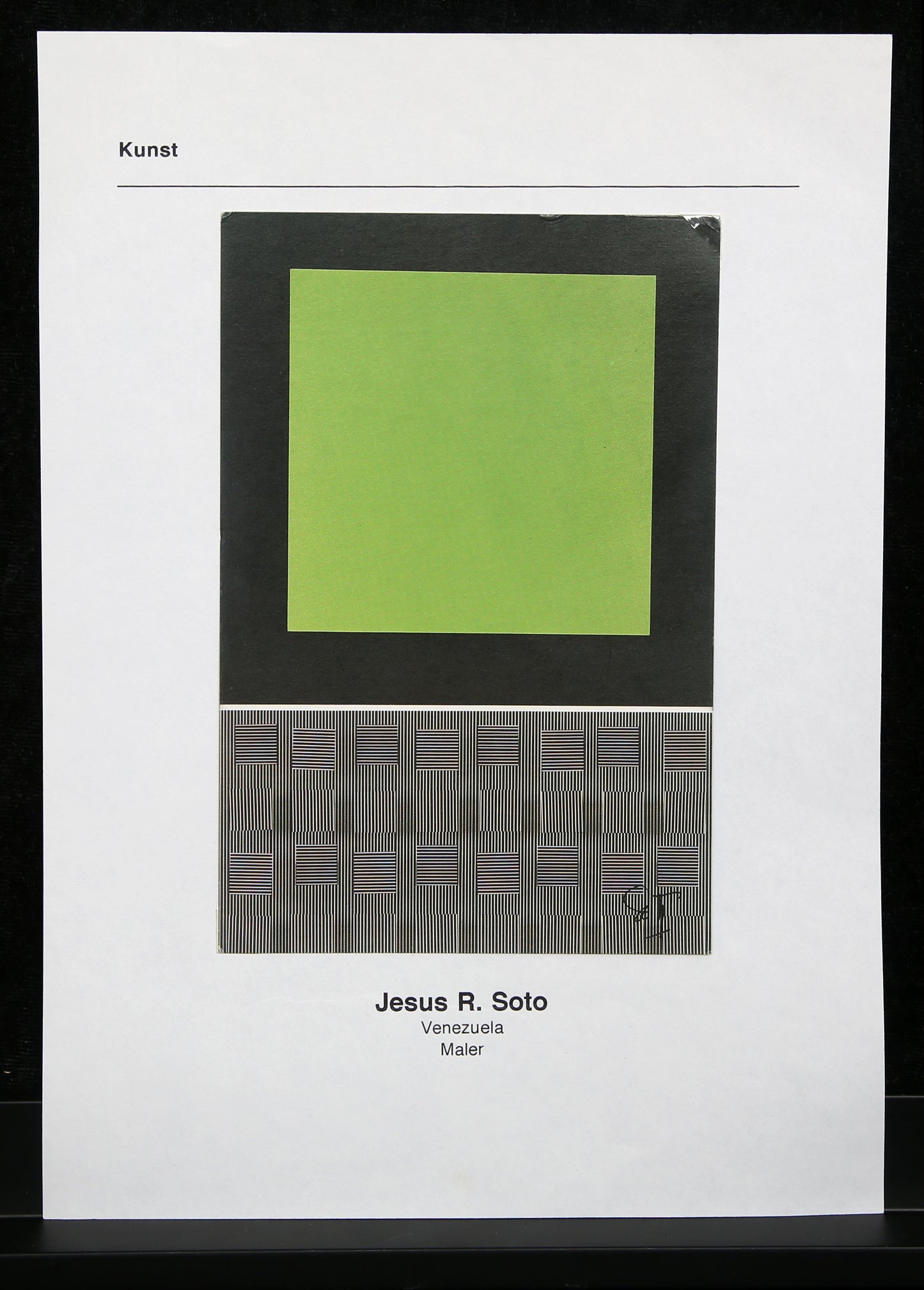 Soto, Jesus - Karte zum Bild "Grün und gestreift", 1993 - handsigniert