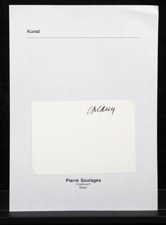 Soulages, Pierre - Handsignatur - montiert auf DIN A4 Blatt