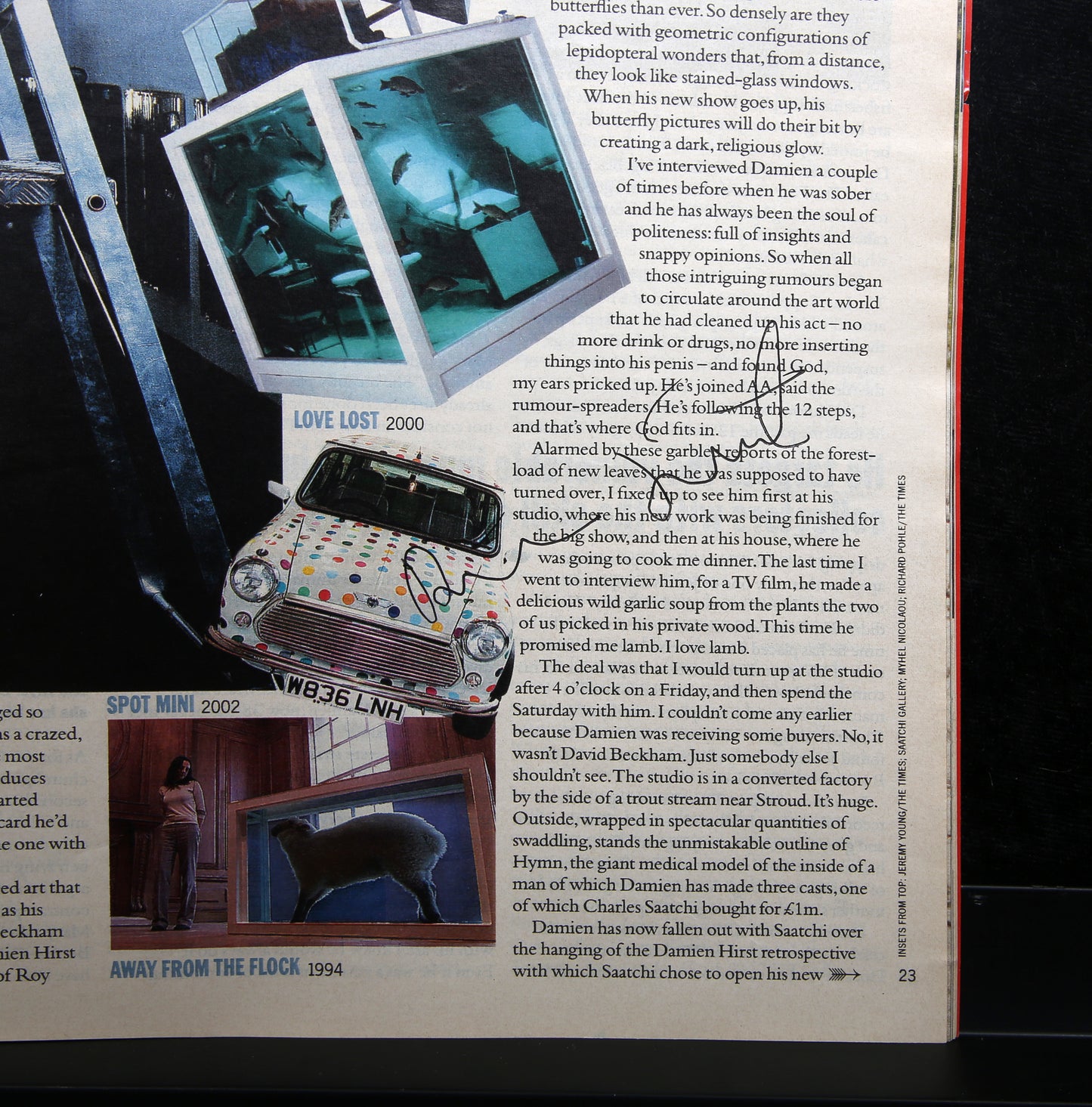 Hirst, Damien - The Sunday Times magazine - 24. August 2003 - 2x handsigniert
