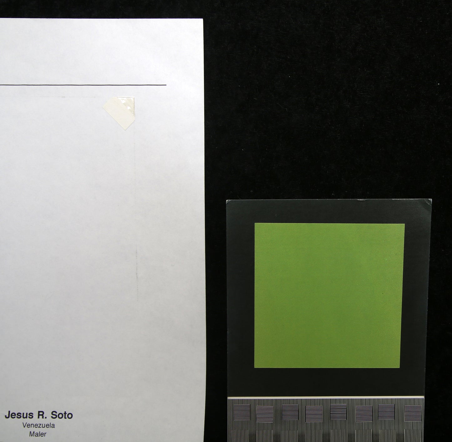 Soto, Jesus - Karte zum Bild "Grün und gestreift", 1993 - handsigniert
