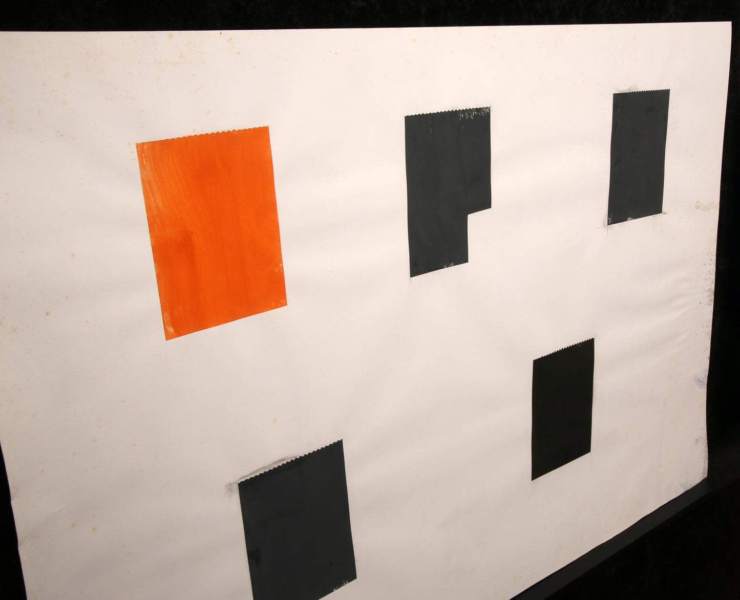 Oster, Willy - Geometrie in orange [1.1] - Collage - handsigniertes Unikat