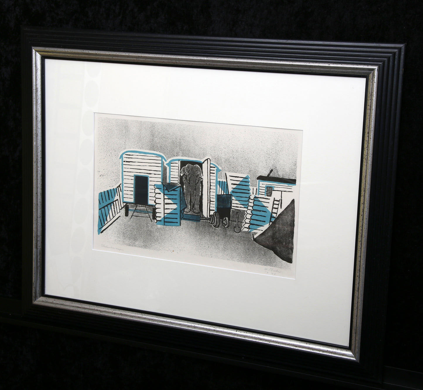 Teuber, Hermann - Elefantenwagen, 1949 - Farblithografie -  handsigniert