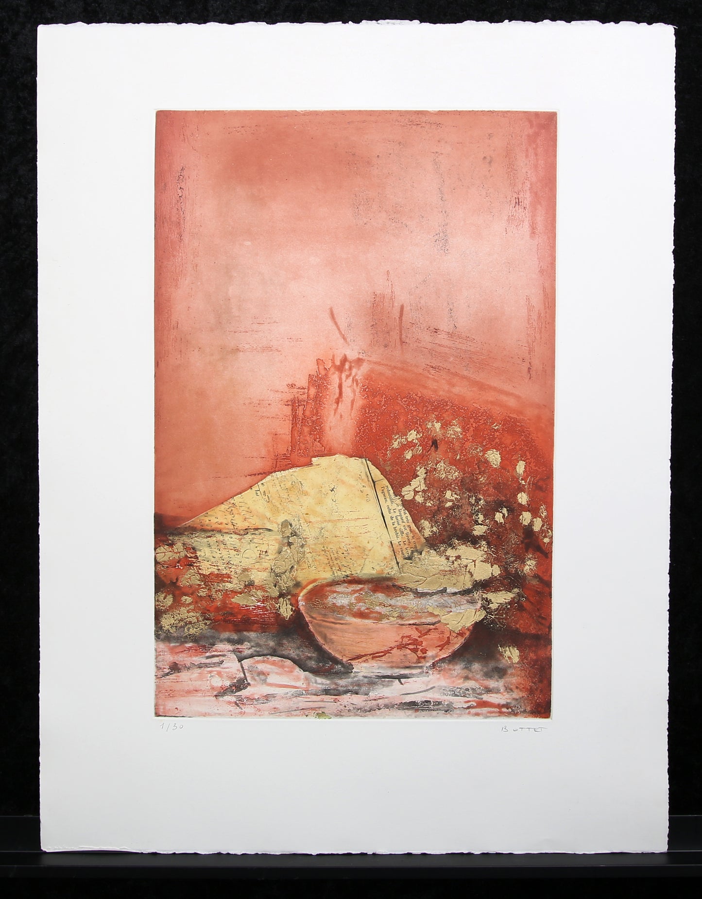 Bottet, Nicole - La Lettre - Color etching - reworked with gold - hand-signed