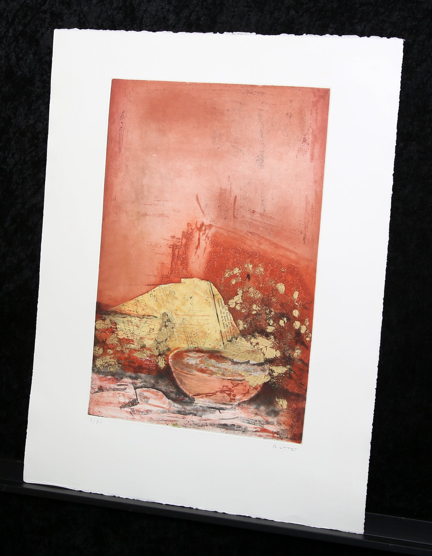 Bottet, Nicole - La Lettre - Color etching - reworked with gold - hand-signed