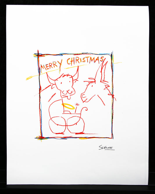 NOËL : Schlote, Wilhelm - Joyeux Noël - Crèche - Impression giclée / Hahnemühle