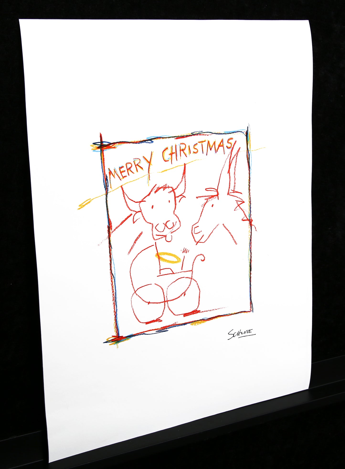 NOËL : Schlote, Wilhelm - Joyeux Noël - Crèche - Impression giclée / Hahnemühle