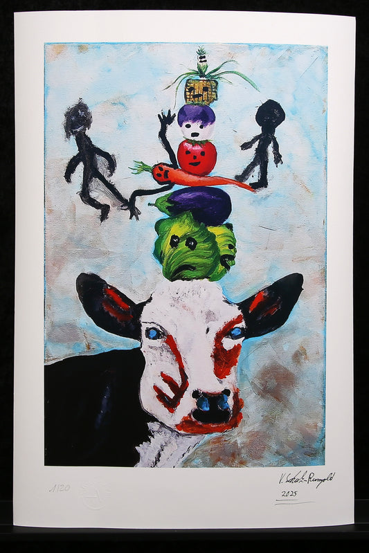 Schulz-Rumpold, Volkmar - Vache aux légumes, 2025 - Giclée/Hahnemühle - signé à la main